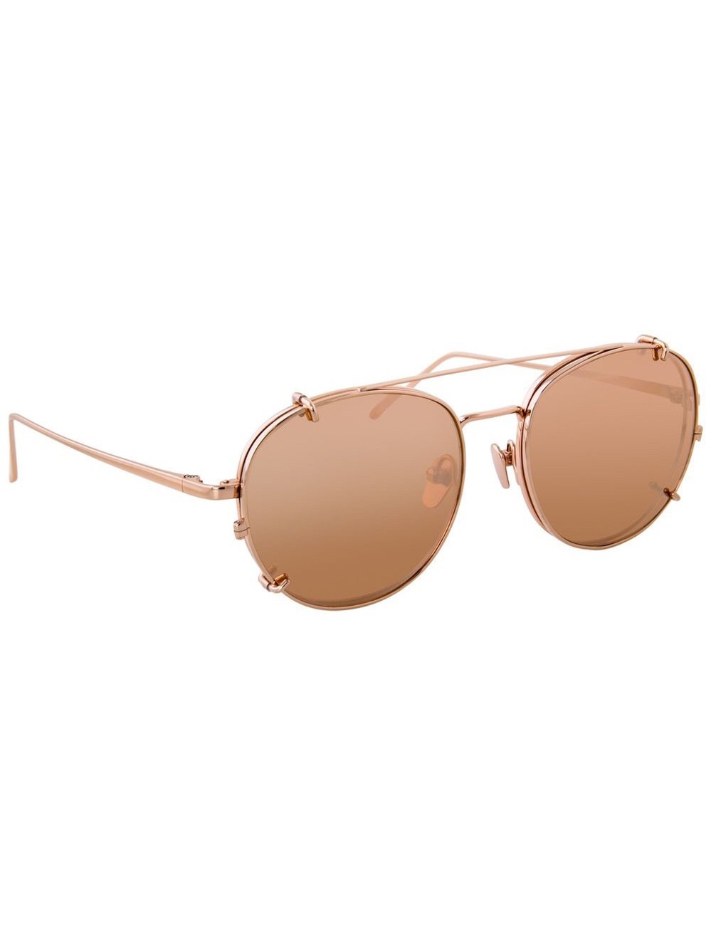 Linda Farrow LFL646 Rose Gold Titanium Clip On Sunglasses Glasses Full Set NWT